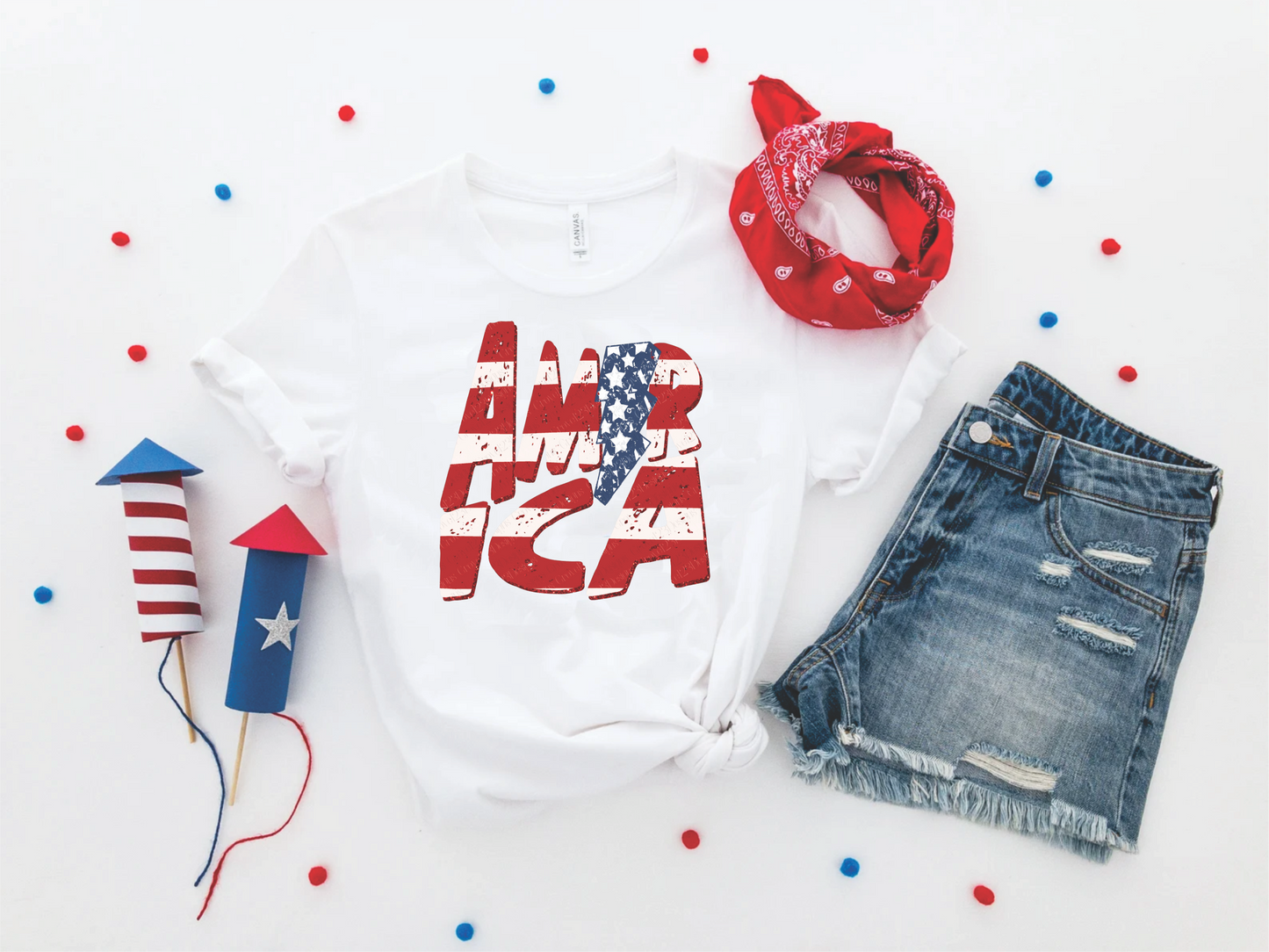 AMERICA LIGHTNING BOLT - WHITE