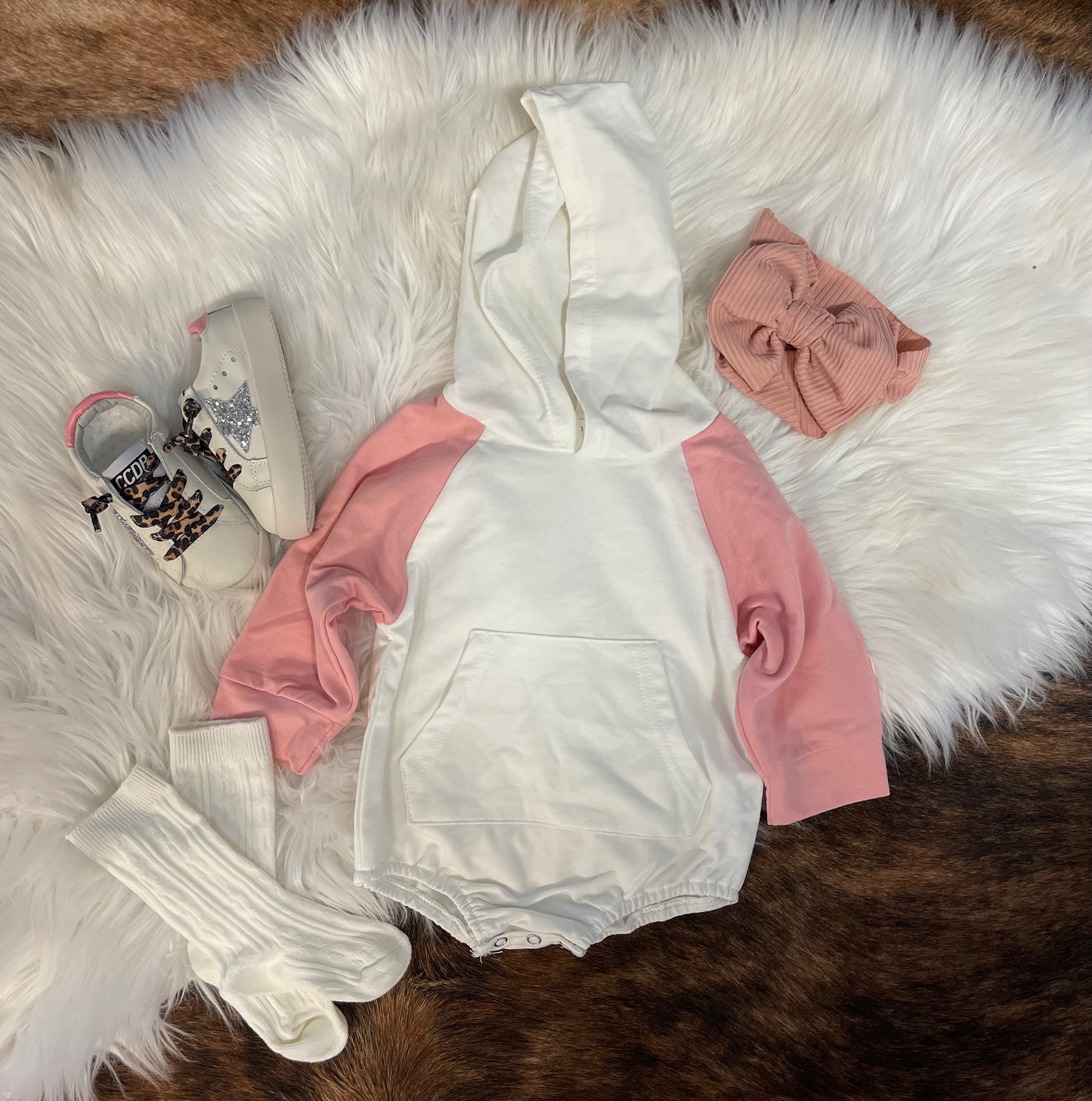 HOODIE BUBBLE ROMPER - PINK
