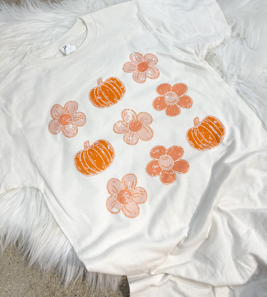 PUMPKIN/FLOWERS - CREAM