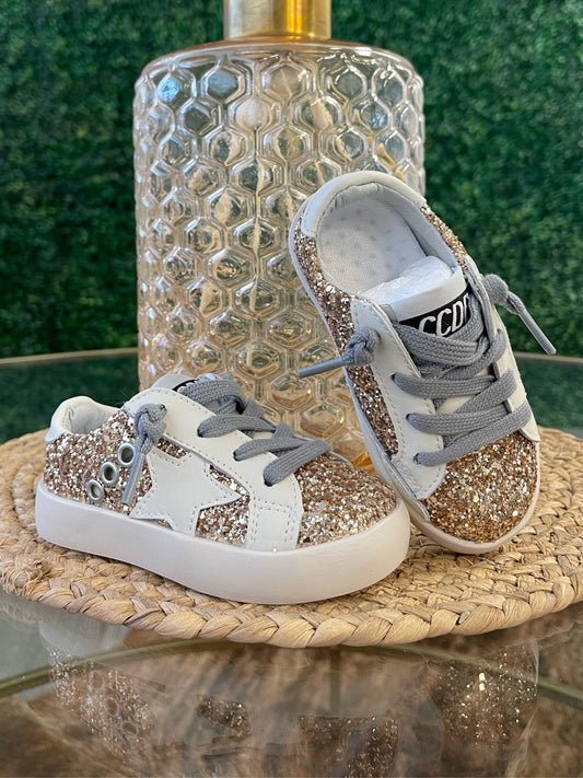 STAR SNEAKERS - GOLD W/GREY LACES